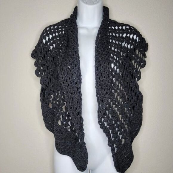 Women’s Black Crochet Cardigan – Lightweight Open Knit Sweater - Picture 3 of 11